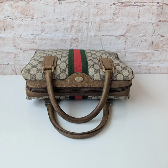Gucci Beige and Green Satchel Bag - Picture 11 of 16